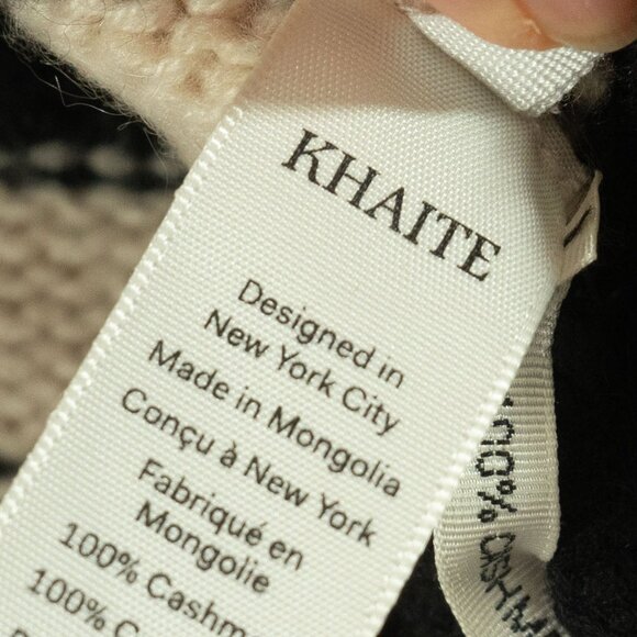 KHAITE Marion Cashmere Stripe Turtleneck Minimalist Quiet Luxury Oversize Knit - Picture 16 of 16